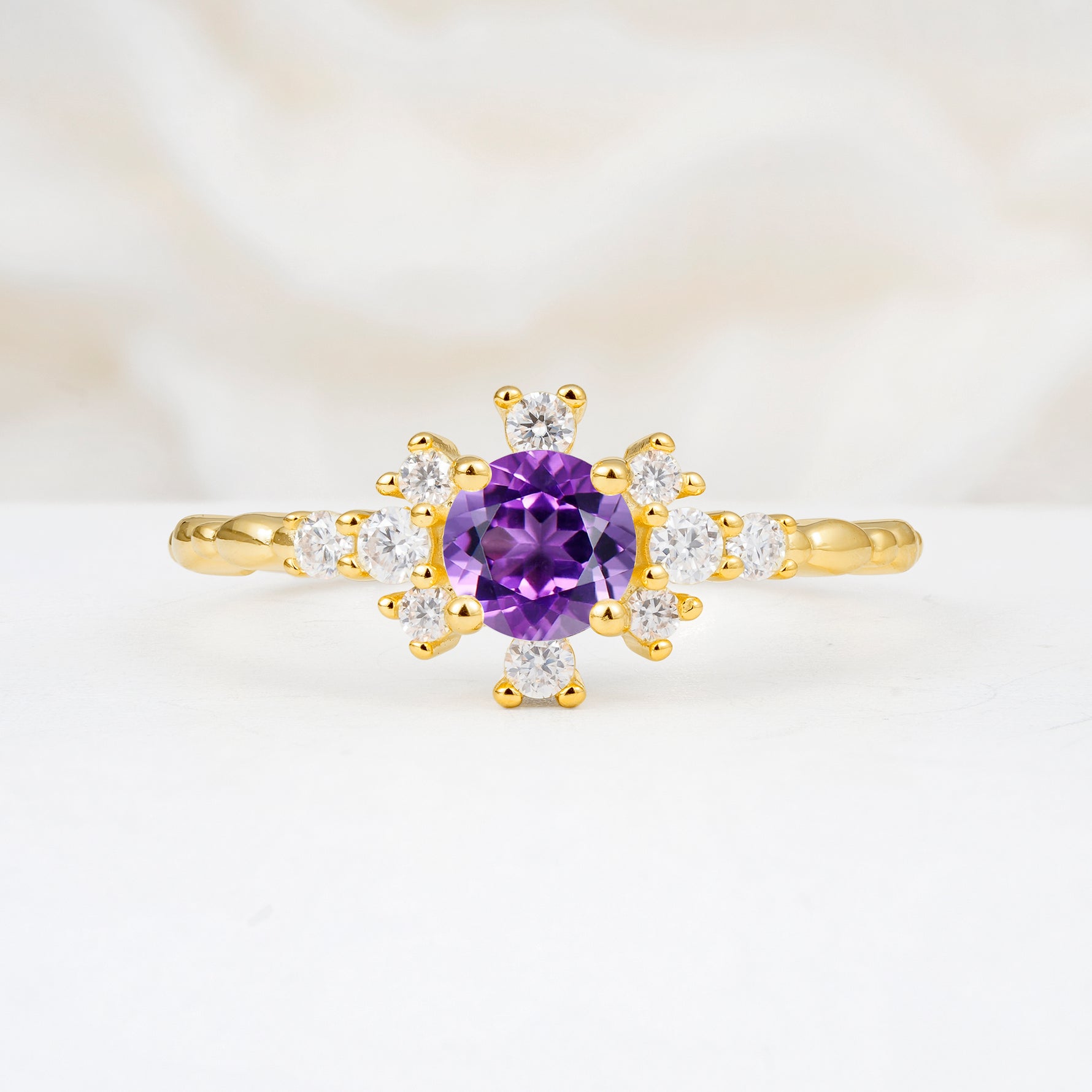 SR13123 Amethyst Ring - Yellow-Gold