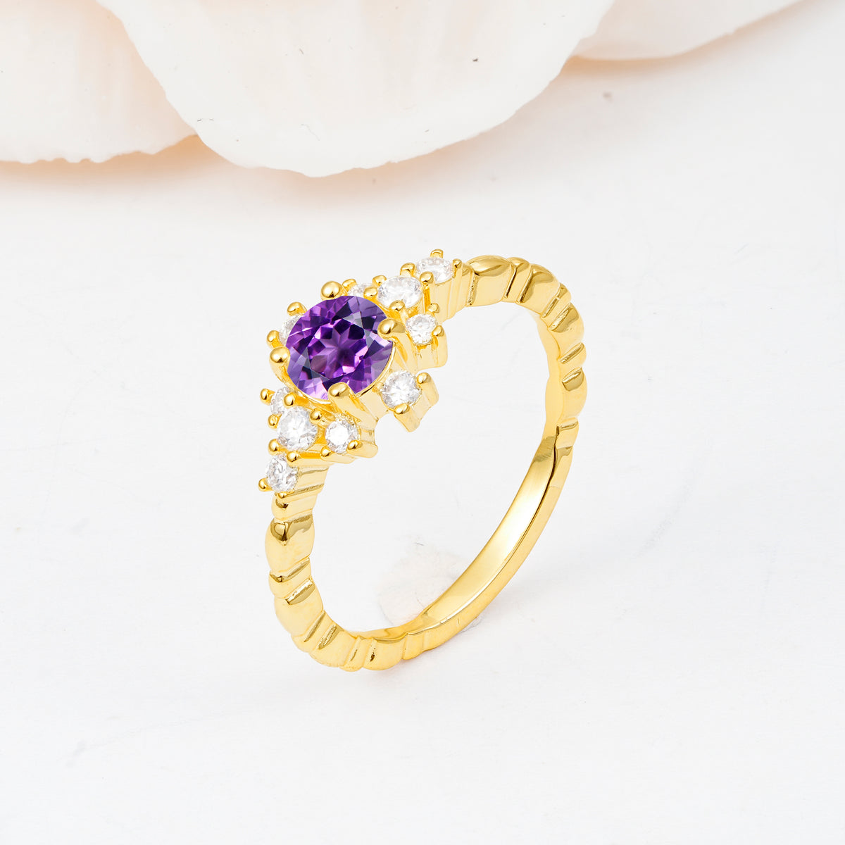SR13123 Amethyst Ring - White-Gold