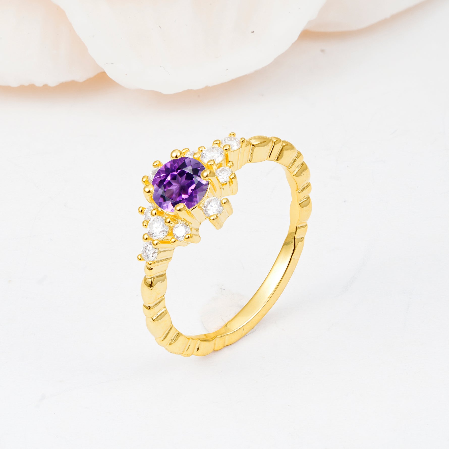 SR13123 Amethyst Ring - White-Gold