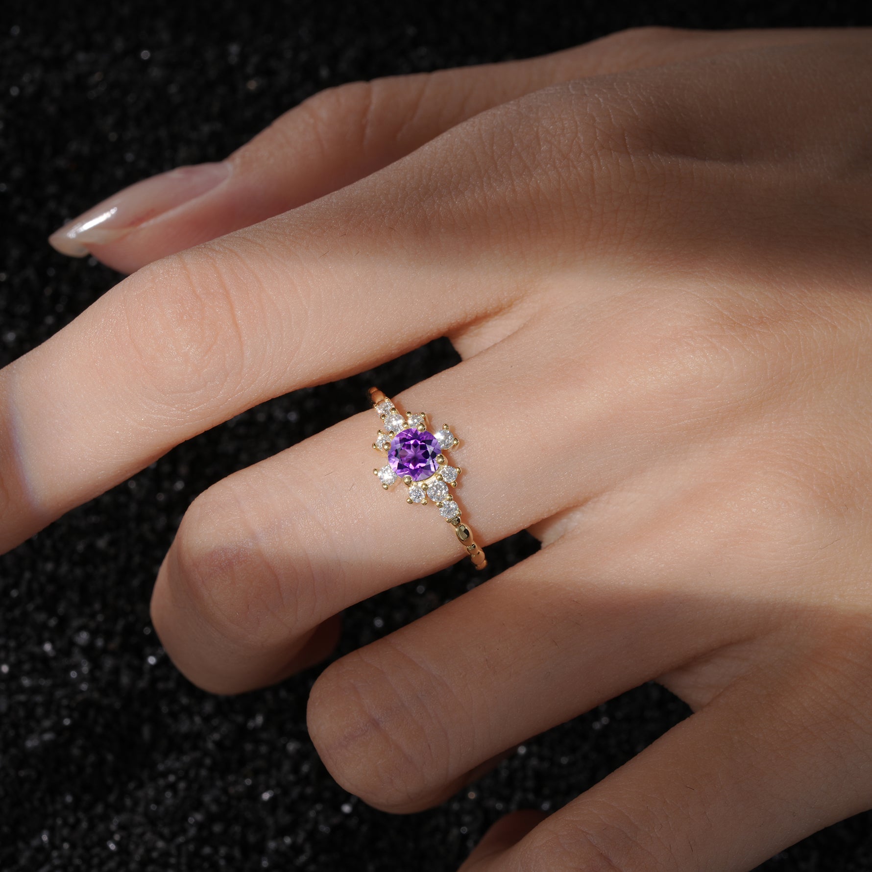 SR13123 Amethyst Ring - Rose-Gold