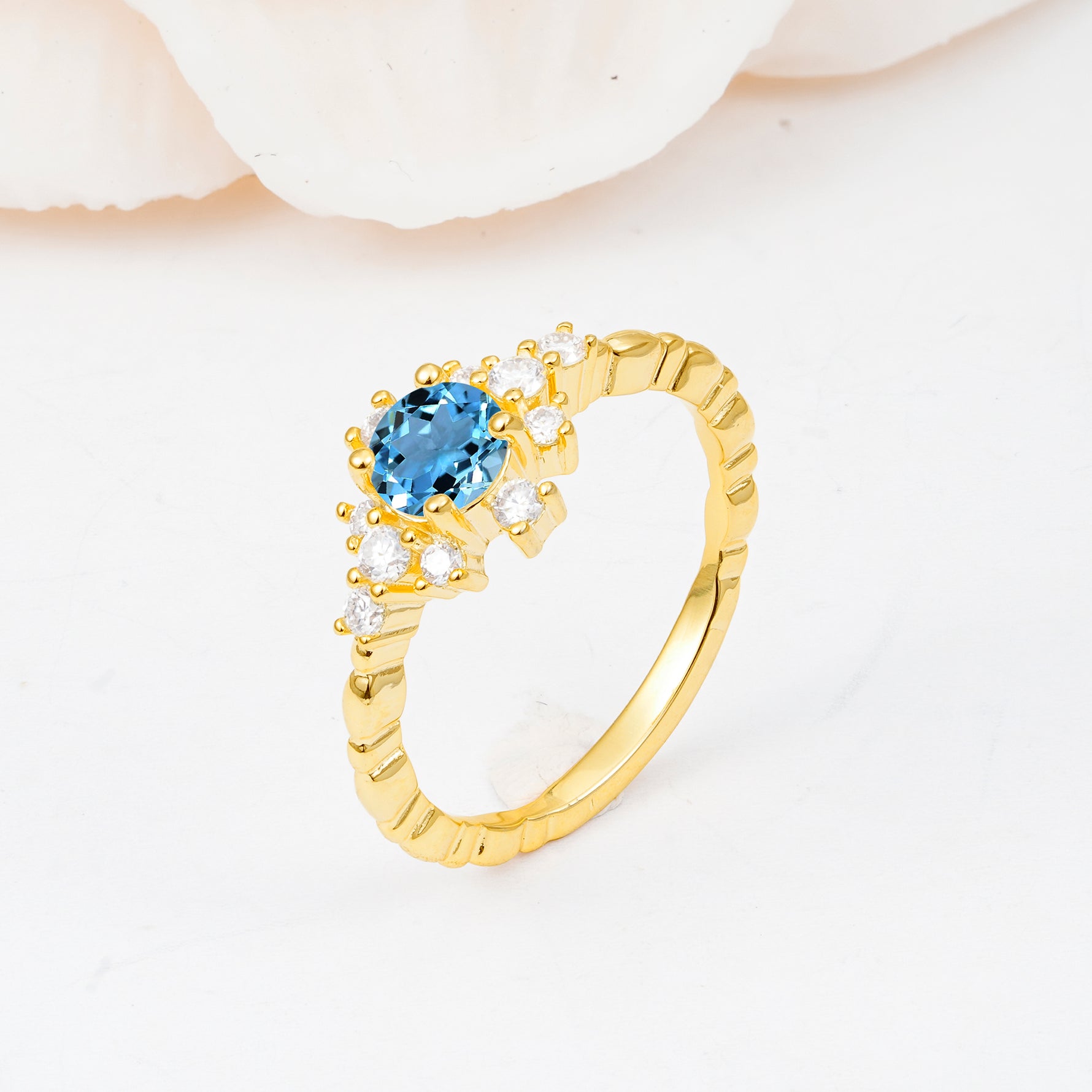 SR13123 Aquamarine Ring - White-Gold
