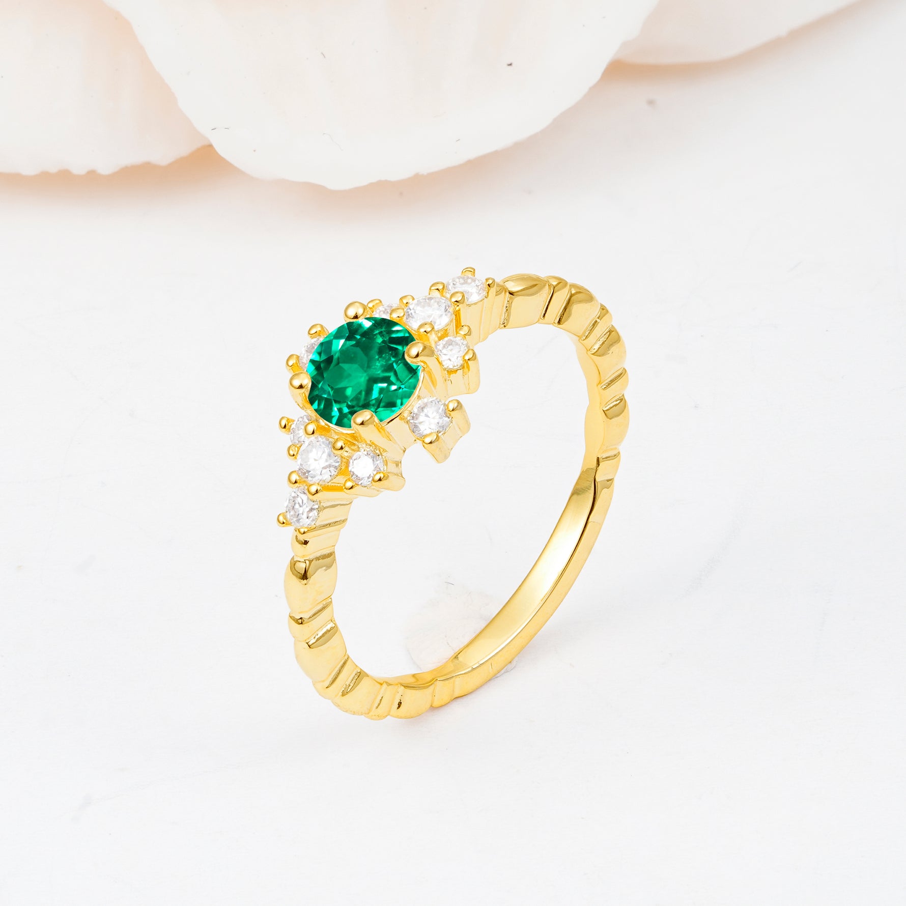 SR13123 Emerald Ring - White-Gold