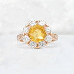 Round Cut Citrine Floral Halo Engagement Ring - Additional view