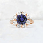 Round Cut Tanzanite Floral Halo Engagement Ring - Additional view