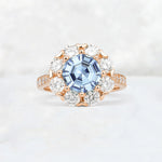 Round Cut Aquamarine Floral Halo Engagement Ring - Additional view