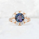 Round Cut Alexandrite Floral Halo Engagement Ring - Additional view