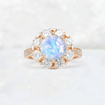 Round Cut Moonstone Floral Halo Engagement Ring - Additional view