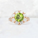 Round Cut Peridot Floral Halo Engagement Ring - Additional view