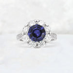 Round Cut Tanzanite Floral Halo Engagement Ring - Additional view