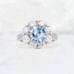 Round Cut Aquamarine Floral Halo Engagement Ring - Additional view