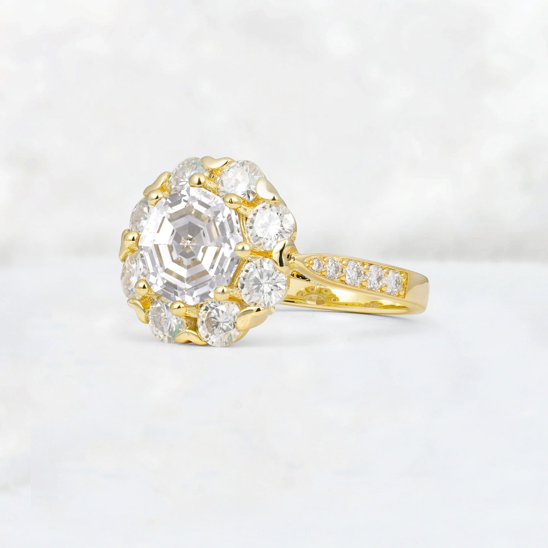 Round Cut Moissanite Floral Halo Engagement Ring - Additional view