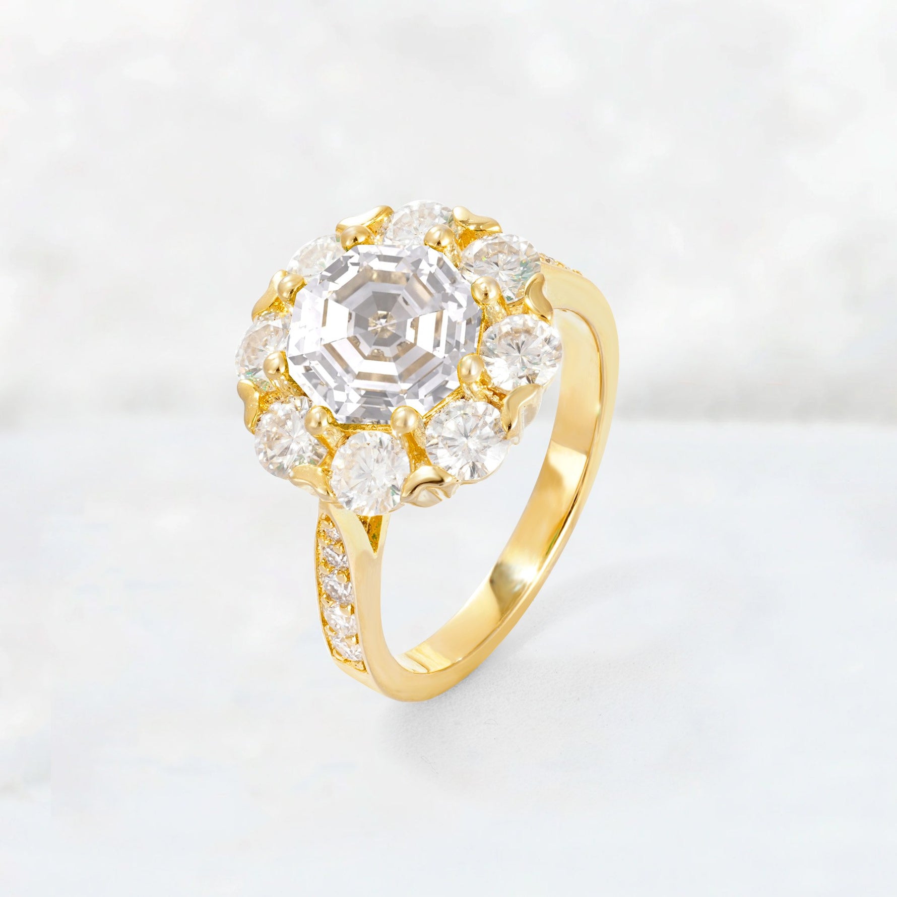 Round Cut Moissanite Floral Halo Engagement Ring - Additional view