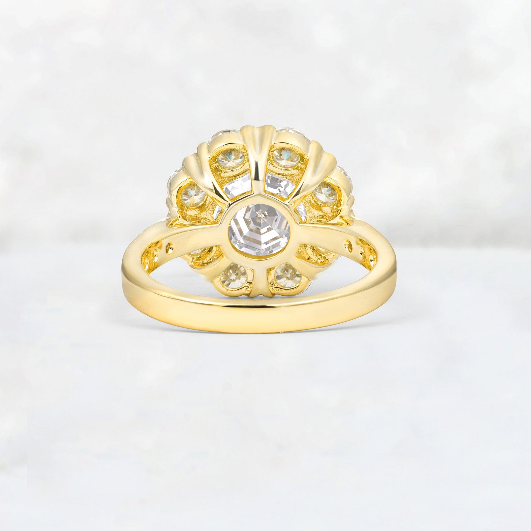 Round Cut Moissanite Floral Halo Engagement Ring - Additional view