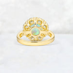 Round Cut Fire Opal Floral Halo Engagement Ring - Additional view