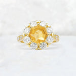 Round Cut Citrine Floral Halo Engagement Ring - Additional view
