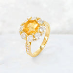 Round Cut Citrine Floral Halo Engagement Ring - Additional view