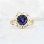 Round Cut Tanzanite Floral Halo Engagement Ring - Additional view