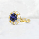 Round Cut Tanzanite Floral Halo Engagement Ring - Additional view