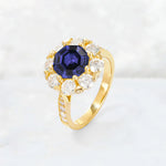 Round Cut Tanzanite Floral Halo Engagement Ring - Additional view