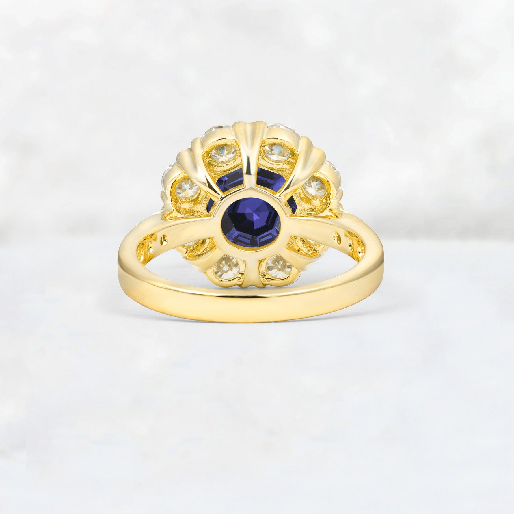 Round Cut Tanzanite Floral Halo Engagement Ring - Additional view