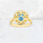 Round Cut Turquoise Floral Halo Engagement Ring - Additional view