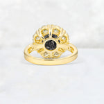 Round Cut Black Rutilated Quartz Floral Halo Engagement Ring - Additional view