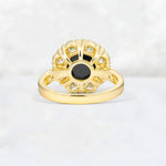 Round Cut Black Onyx Floral Halo Engagement Ring - Additional view