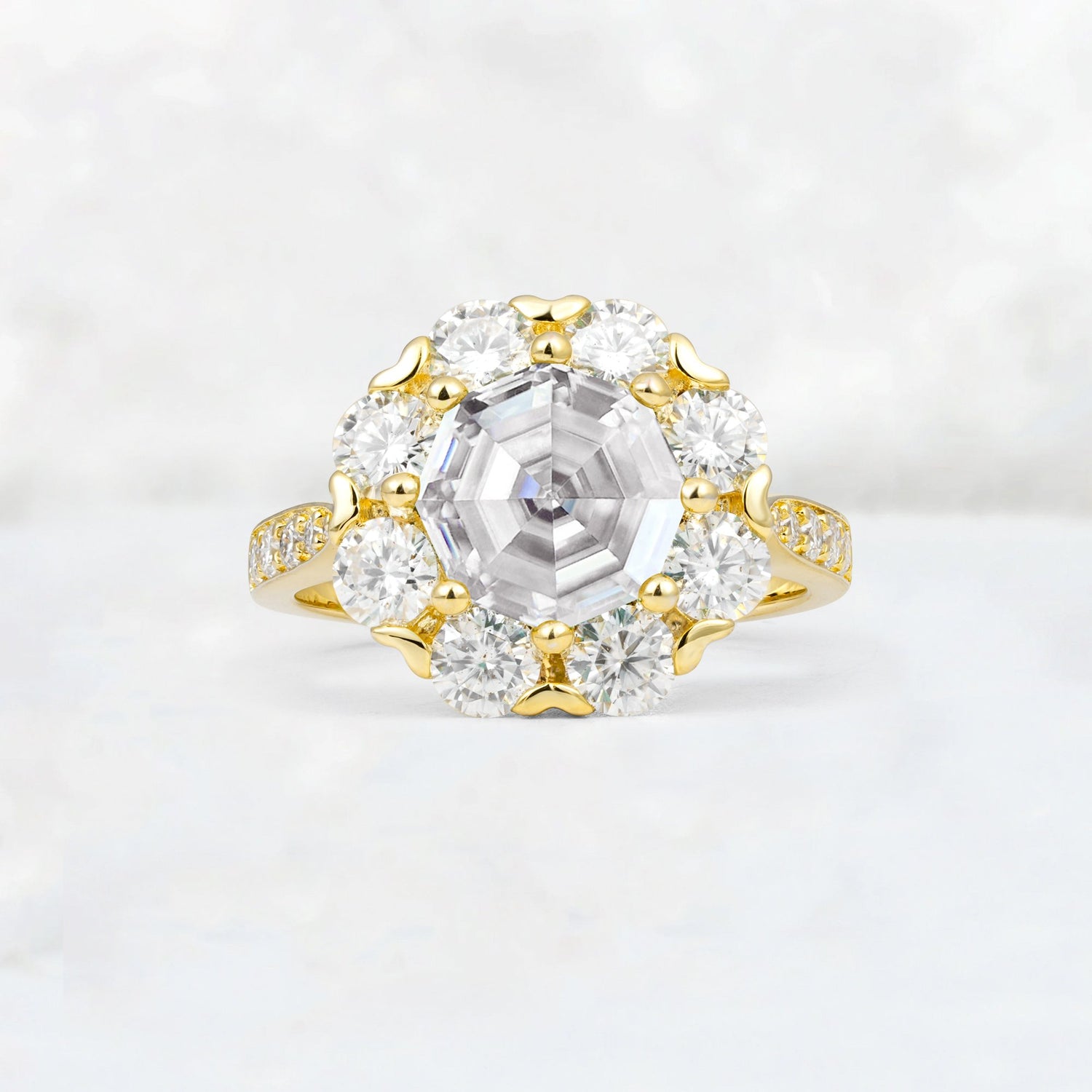 Round Cut Lab Diamond Floral Halo Engagement Ring - Additional view