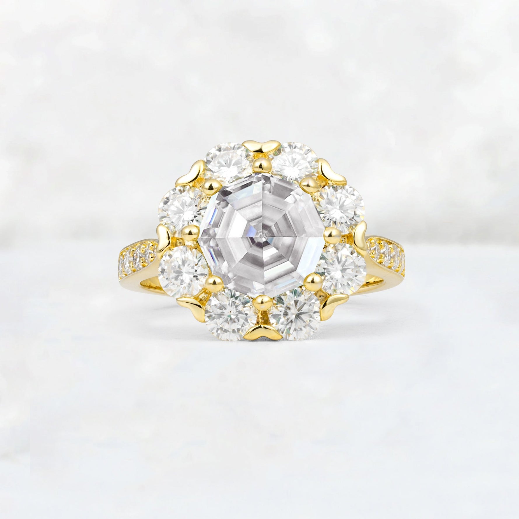 Round Cut Lab Diamond Floral Halo Engagement Ring - Additional view