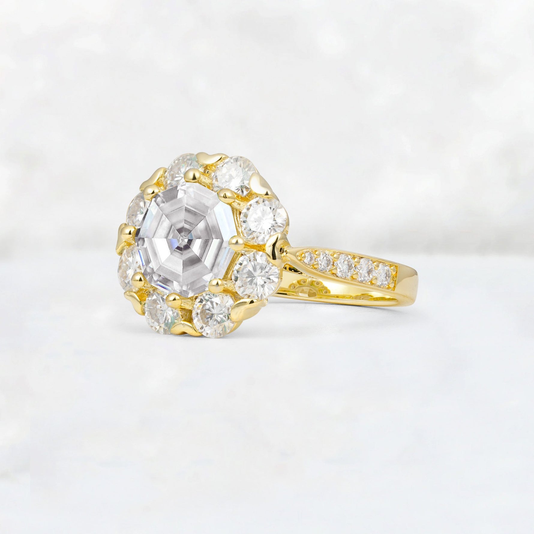Round Cut Lab Diamond Floral Halo Engagement Ring - Additional view