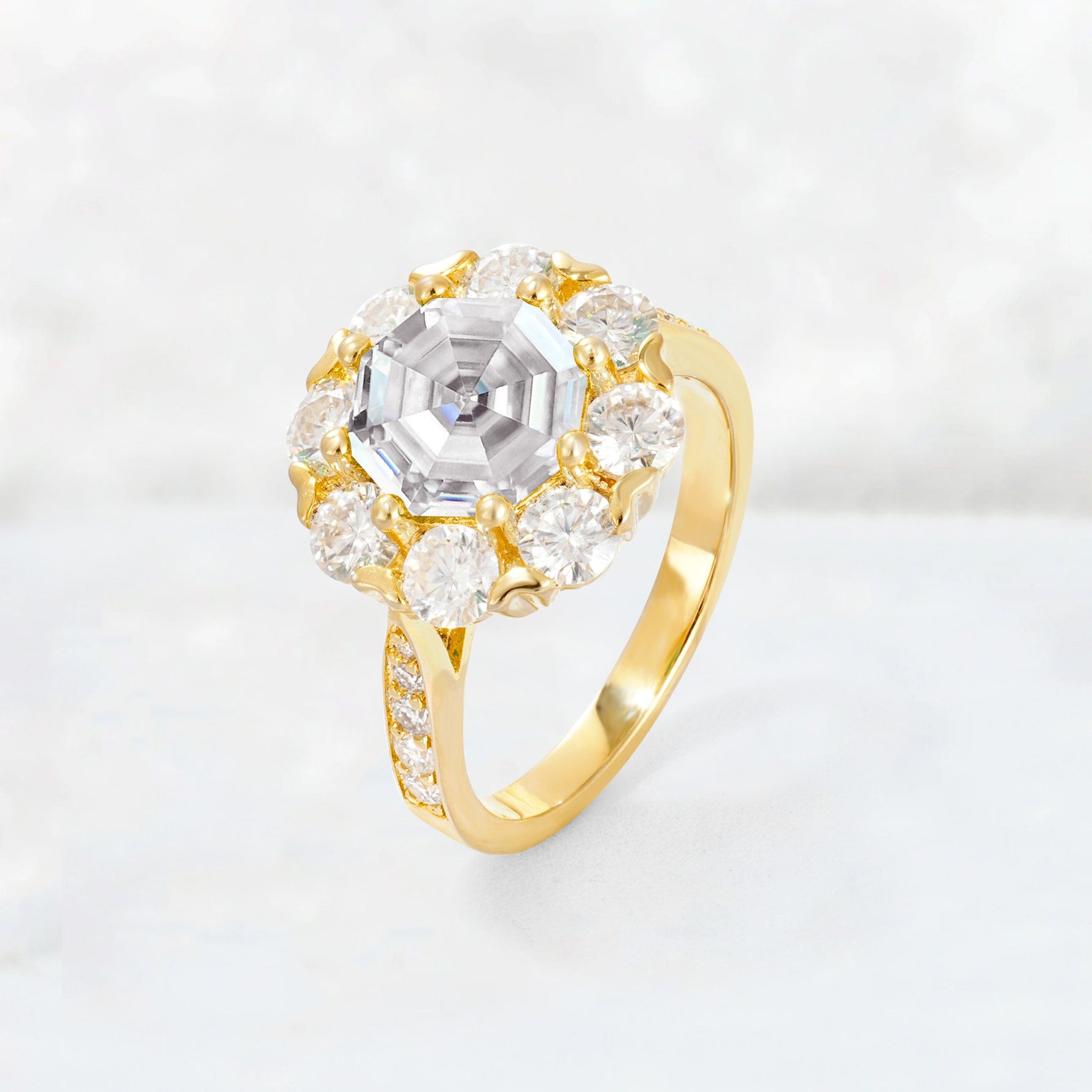 Round Cut Lab Diamond Floral Halo Engagement Ring - Additional view