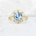 Round Cut Aquamarine Floral Halo Engagement Ring - Additional view