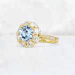 Round Cut Aquamarine Floral Halo Engagement Ring - Additional view