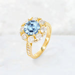 Round Cut Aquamarine Floral Halo Engagement Ring - Additional view