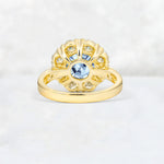 Round Cut Aquamarine Floral Halo Engagement Ring - Additional view