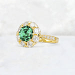 Round Cut Emerald Floral Halo Engagement Ring - Additional view