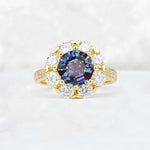 Round Cut Alexandrite Floral Halo Engagement Ring - Additional view