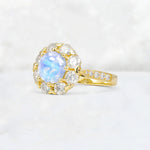 Round Cut Moonstone Floral Halo Engagement Ring - Additional view