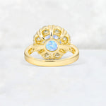 Round Cut Moonstone Floral Halo Engagement Ring - Additional view