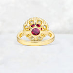 Round Cut Ruby Floral Halo Engagement Ring - Additional view