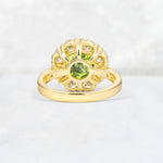 Round Cut Peridot Floral Halo Engagement Ring - Additional view