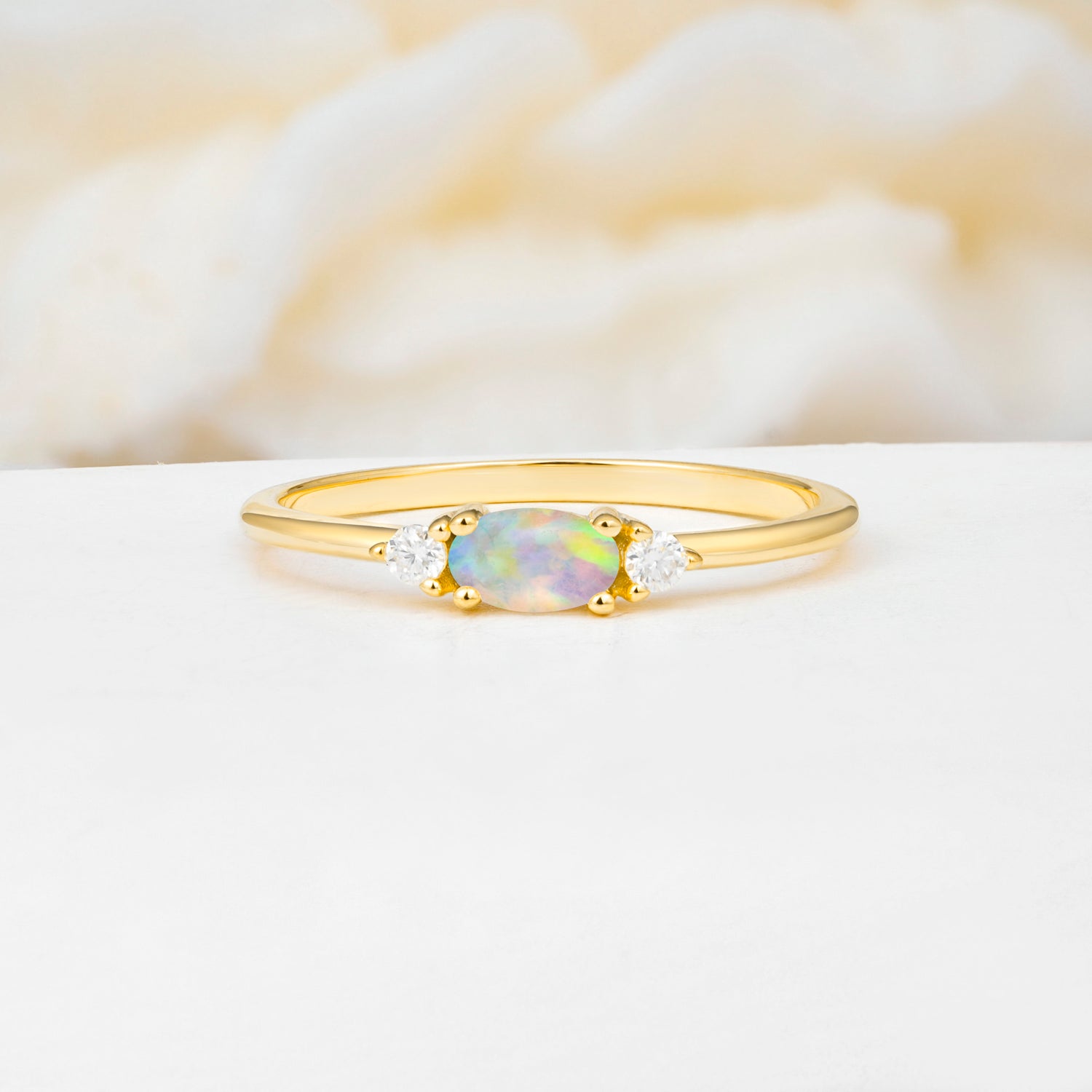 SR13313 Fire Opal Ring - Yellow-Gold