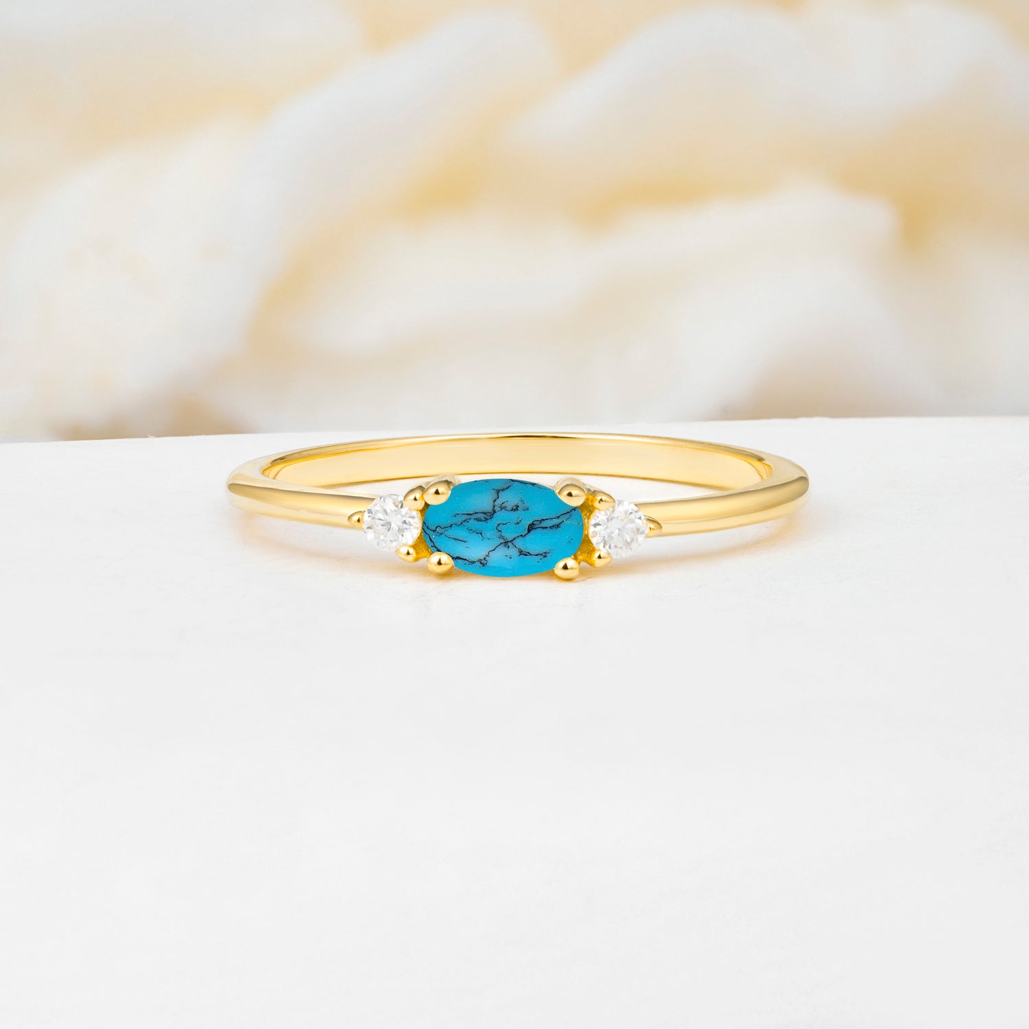 SR13313 Turquoise Ring - Yellow-Gold