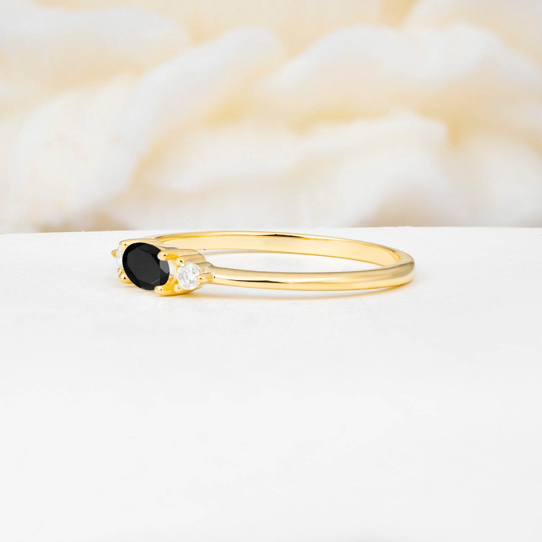 SR13313 Black Onyx Ring - White-Gold