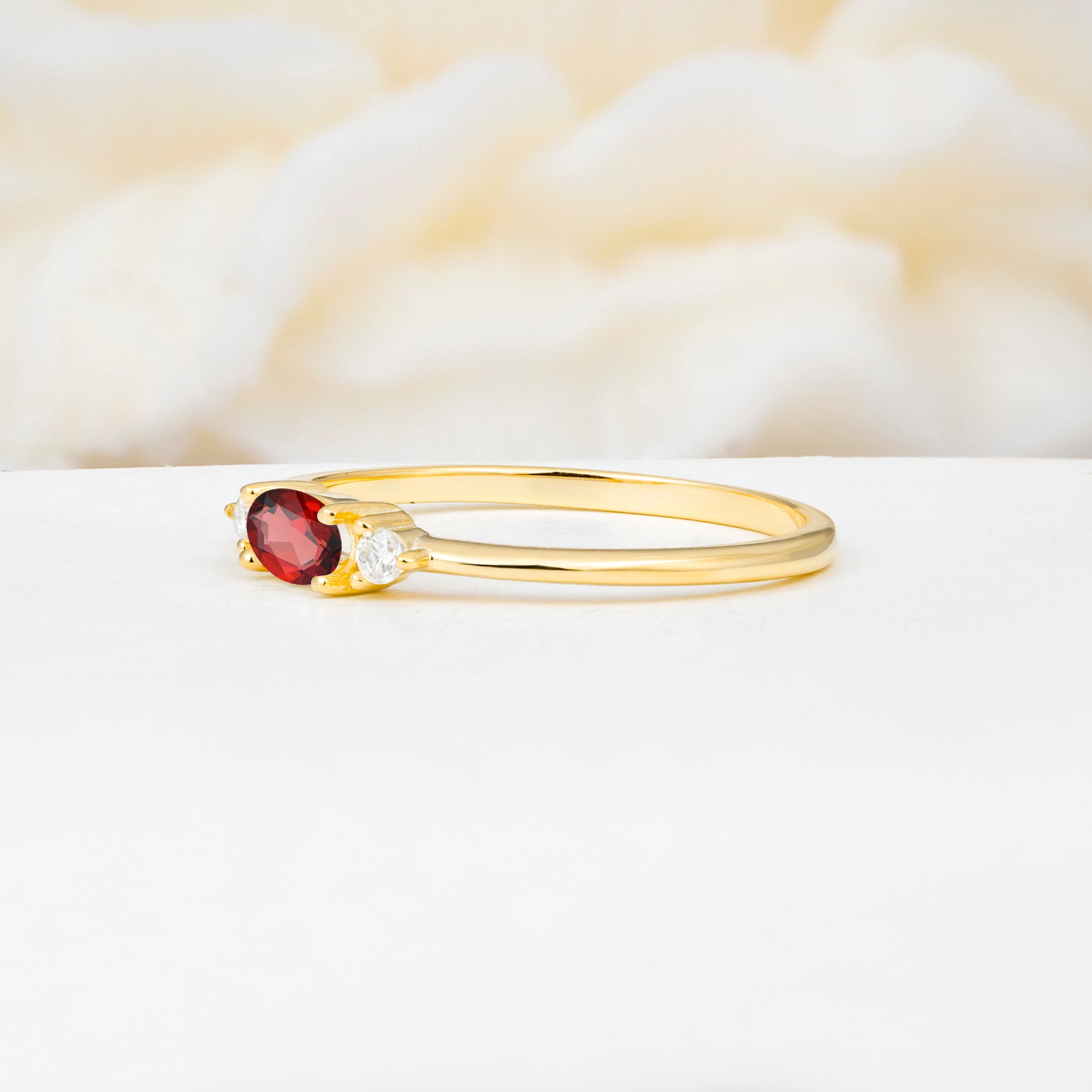 SR13313 Garnet Ring - White-Gold