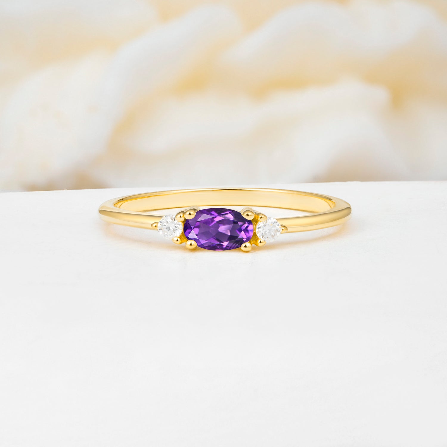 SR13313 Amethyst Ring - Yellow-Gold