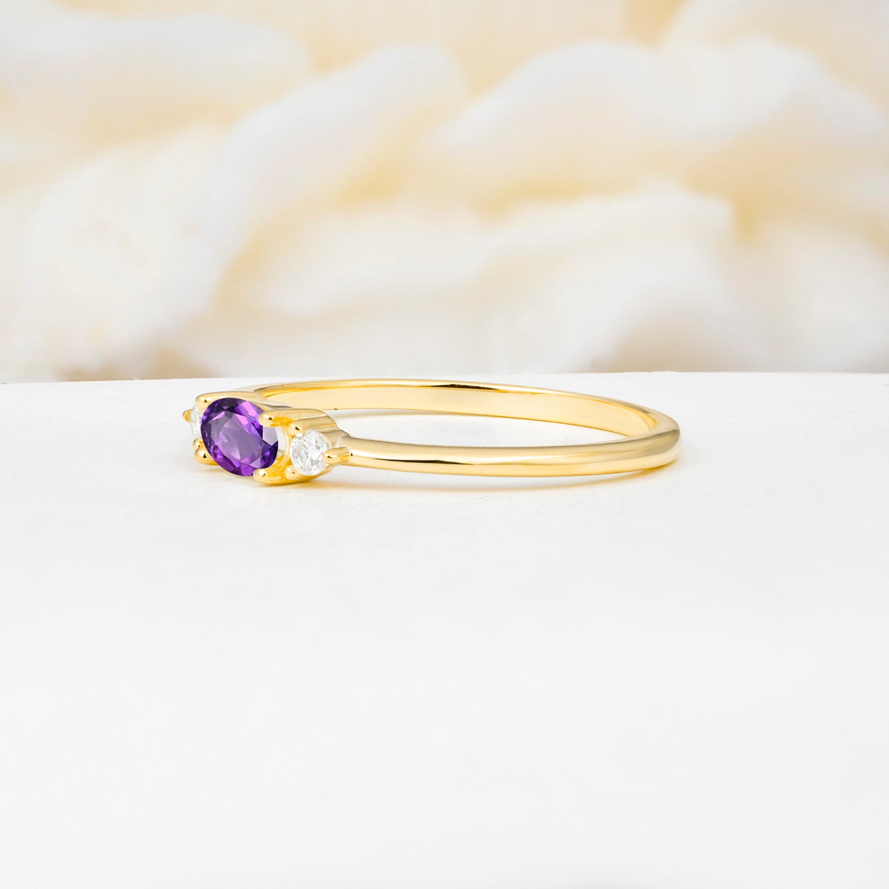 SR13313 Amethyst Ring - White-Gold