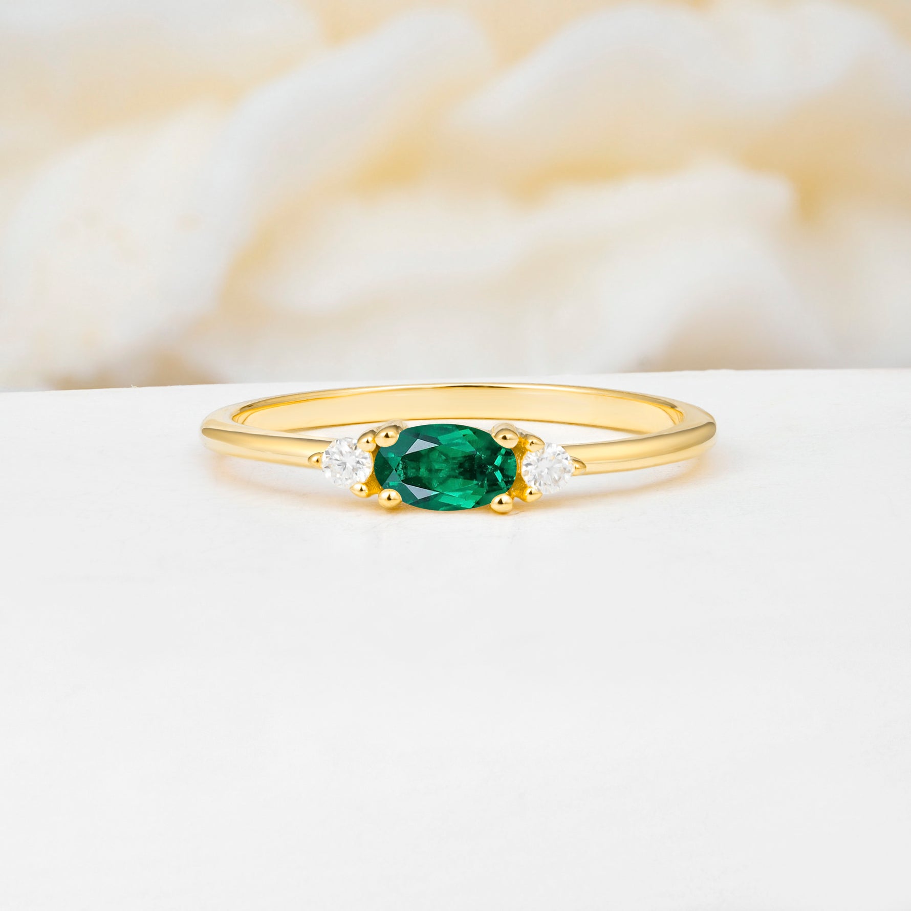 SR13313 Emerald Ring - Yellow-Gold