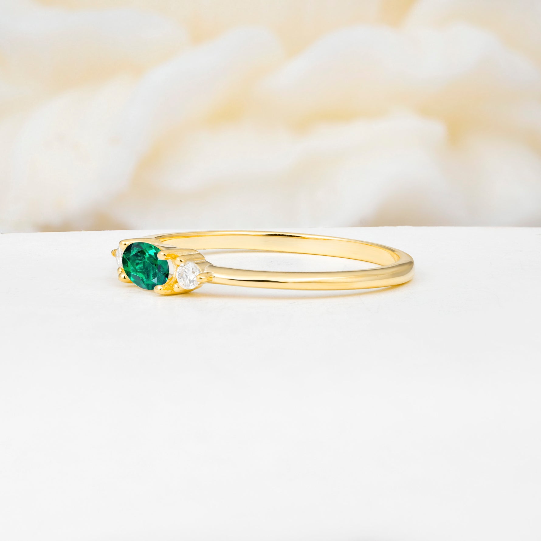 SR13313 Emerald Ring - White-Gold