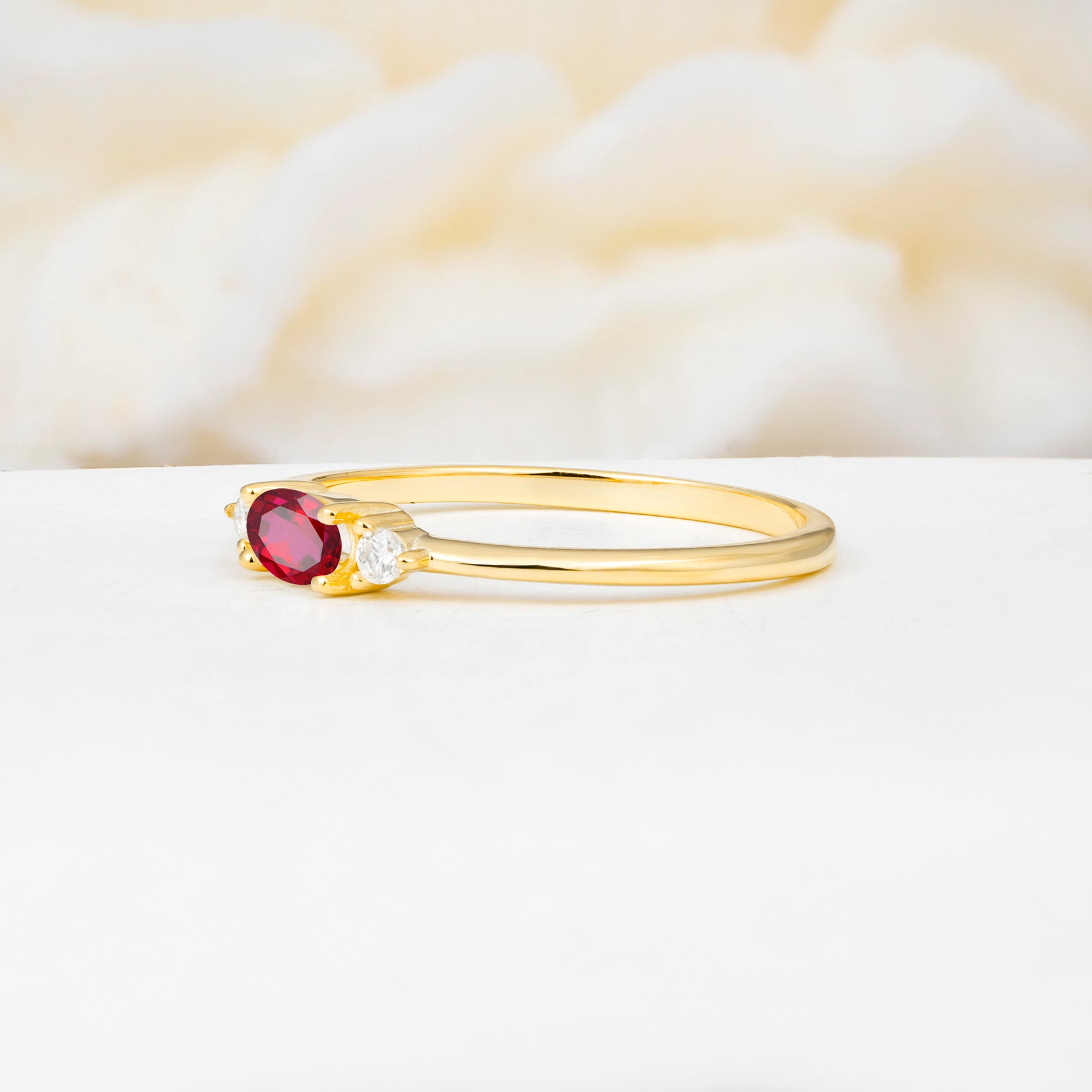 SR13313 Ruby Ring - White-Gold
